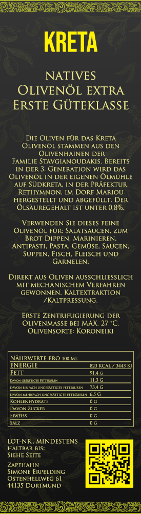 Filomena Olivenöl, extra nativ, Kreta, Griechenlan